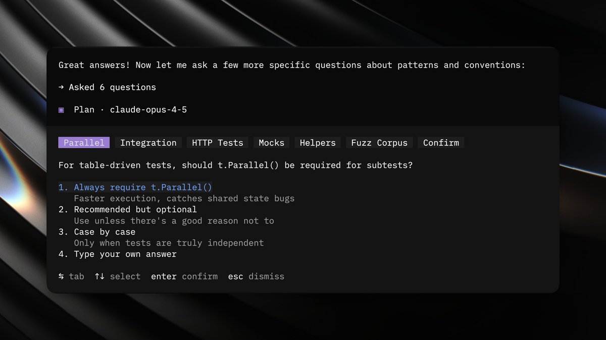 Questions UI screenshot