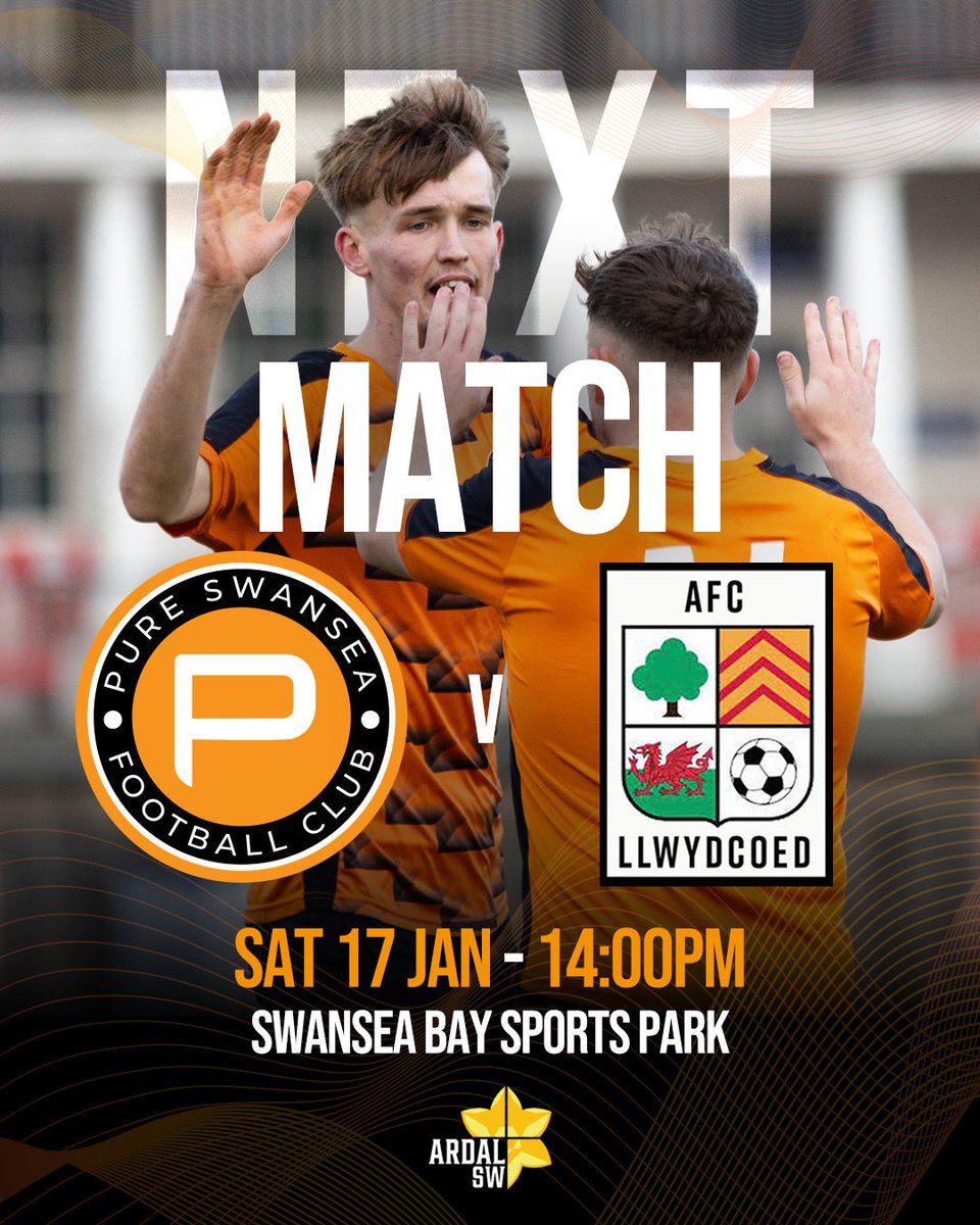 📅 NEXT MATCH

Pure Swansea are back at home this weekend as we welcome AFC Llwydcoed to Swansea Bay Sports Park.

🆚 AFC Llwydcoed
🗓 Saturday 17th January
⏰ 14:00
📍 Swansea Bay Sports Park

Your support makes the difference. See you there! 

🟠⚫️🚀