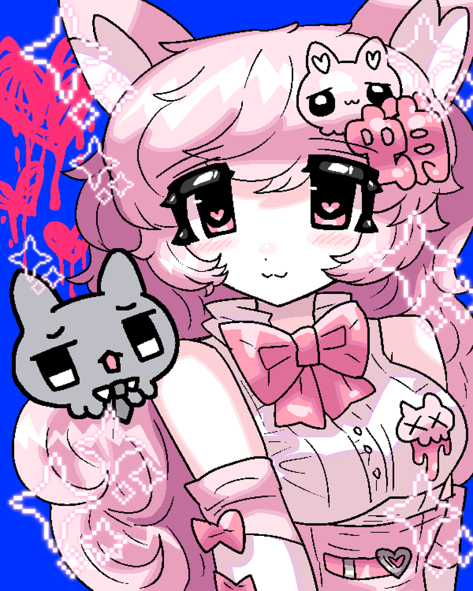 ピンク ノースリーブ ジャケット 動物イラスト ムラサキゲジゲジのヤンタコ 過去絵