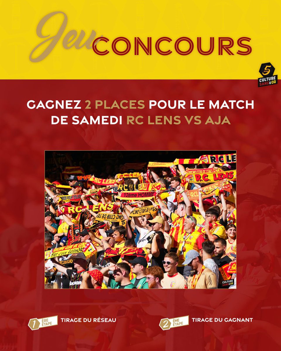 CultureSangEtOr's tweet image. [Jeu concours | 🎁]

Aushopping Noyelles, partenaire officiel du #RCLens vous offre 2 places pour Lens - Auxerre !

Pour participer :
➡️ Suivez @CultureSangEtOr
➡️ Partagez + mentionnez un ami en commentaire

🏆 TAS et annonce du gagnant le 16/01/26

Bonne chance 😉

#RCLAJA 🔴🟡