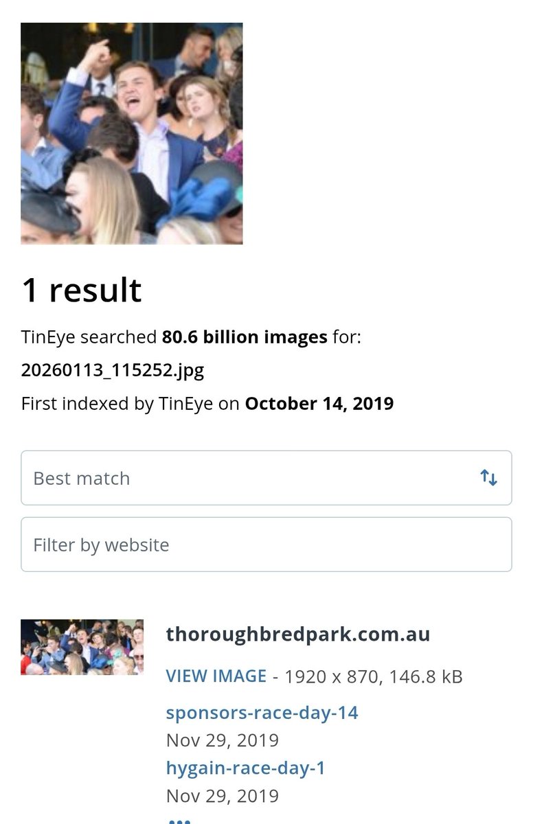 HughGRectionLtd's tweet photo. @ava_lee7 @Nevertory69 @EFCevie That's weird- why does a reverse image search take you to an Australian website for horse races (https://t.co/r7bVMmJAfU)
Are you telling porkies "Steven"? Is that why you've blocked me? https://t.co/by8U1vN1r6