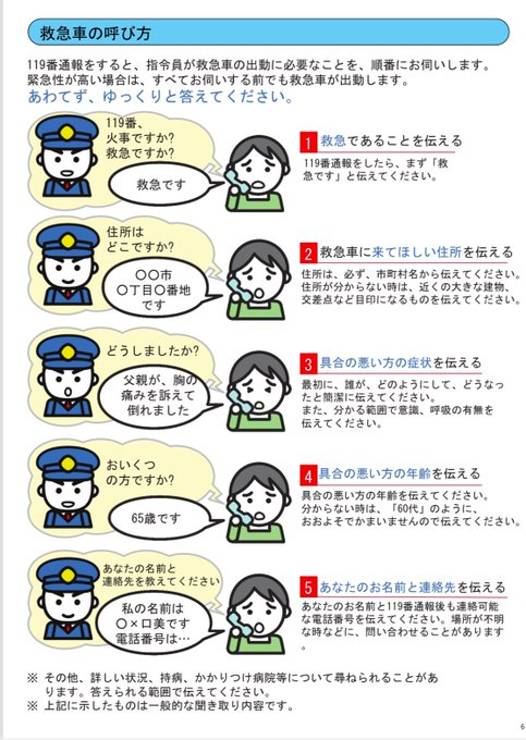 fumitoshi_MW's tweet photo. 救急車の利用マニュアルというものがあって、訪問看護で初めて救急要請の経験をする方は、これを見て流れと救急車到着までに用意しておくものを確認しておくと心のお守りになります。  https://t.co/ETz0zZrSu1 https://t.co/hMwuHX44KF