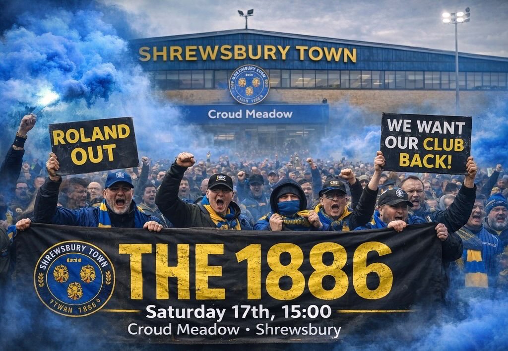 THE1886GROUP's tweet photo. Bring the noise. One clear message 🟡⚫️ #shrewsburytown #rolandout #stfc https://t.co/pxpORabYz8