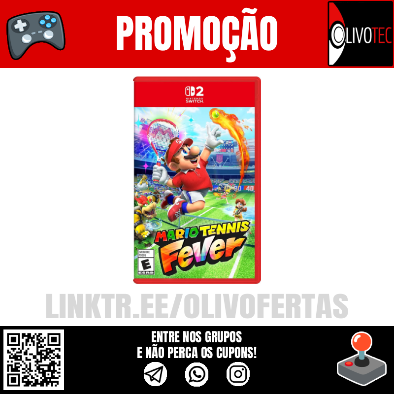 🚨[PRÉ-VENDA] Mario Tennis Fever 🇧🇷

Lançamento 12/02 em PT-BR

🎫 CUPOM: OFERTAHOJE 
Preço com cupom: R$349

- Link de Compra:  
mercadolivre.com/sec/1M1FUJn

- Entre nos nossos Grupos:  
linktr.ee/olivofertas