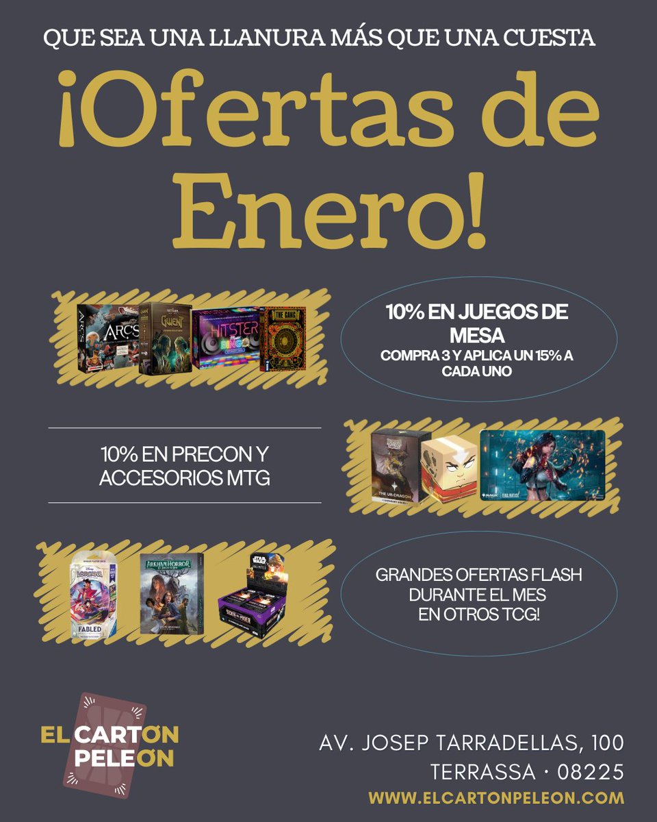🌙 En Lorwyn, los elementales danzan… y traen regalos ☀️

Gracias a <a href="/elcartonpeleon/">El Cartón Peleón TCG</a> ...
SORTEO del “Dance of the Elements”

Participa:
🔹 Siguenos a @ElCartonPeleon y a mi
🔹 RT
🔹 Nombra a tu pareja de baile
Tenéis hasta el 23/01.

Además de ofertas interesantes todo el mes 🤯