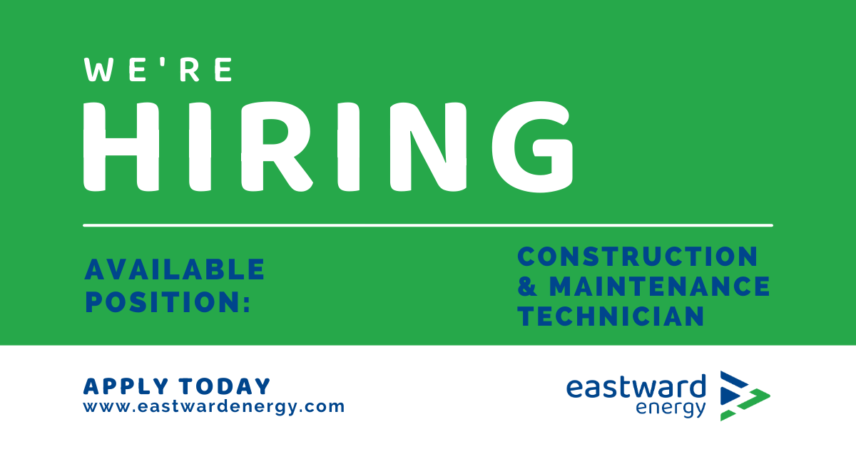 We’re Hiring: Technician, Construction &amp; Maintenance
Dartmouth, NS | Full-Time | On-site

Looking for a hands-on career where your work makes a real impact? At Eastward Energy, our Construction &amp; Maintenance Technicians help build and maintain the natural gas system that supports