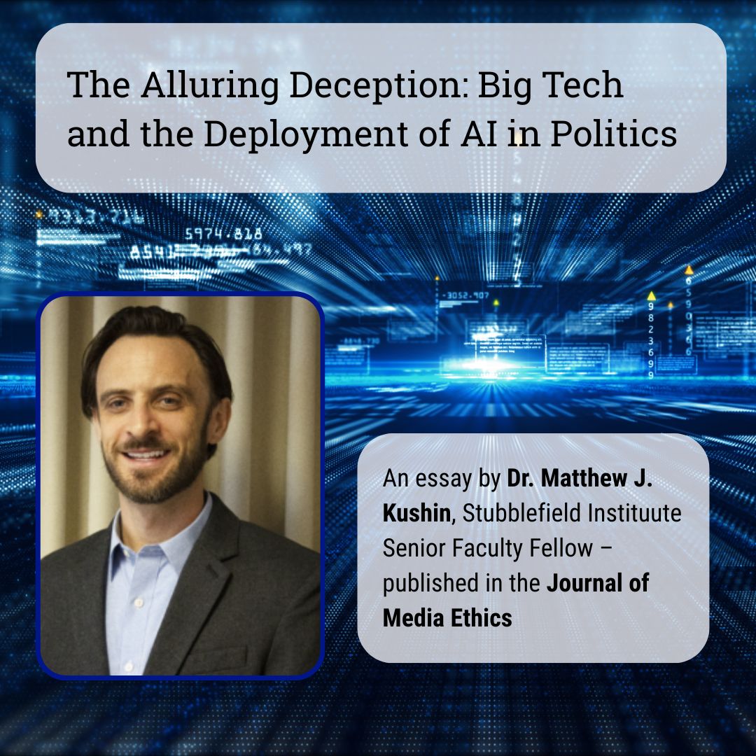 "Only one in 10 people – both experts and adults combined – foresee a positive impact of AI on elections and the news." - Read Dr. Kushin's latest essay online in the Journal of Media Ethics. stubblefieldinstitute.org/the-alluring-d…
