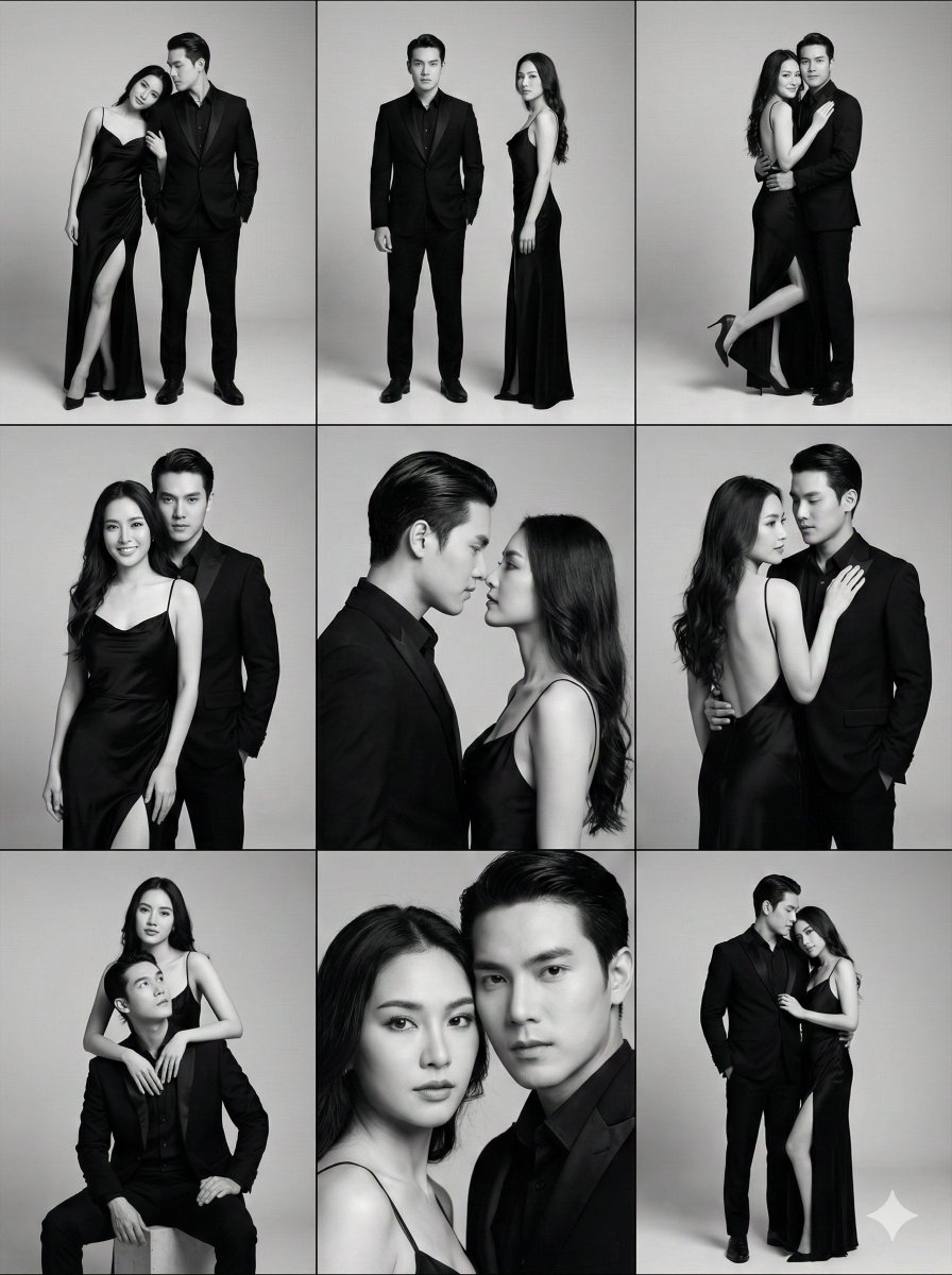 9-panel couple collage