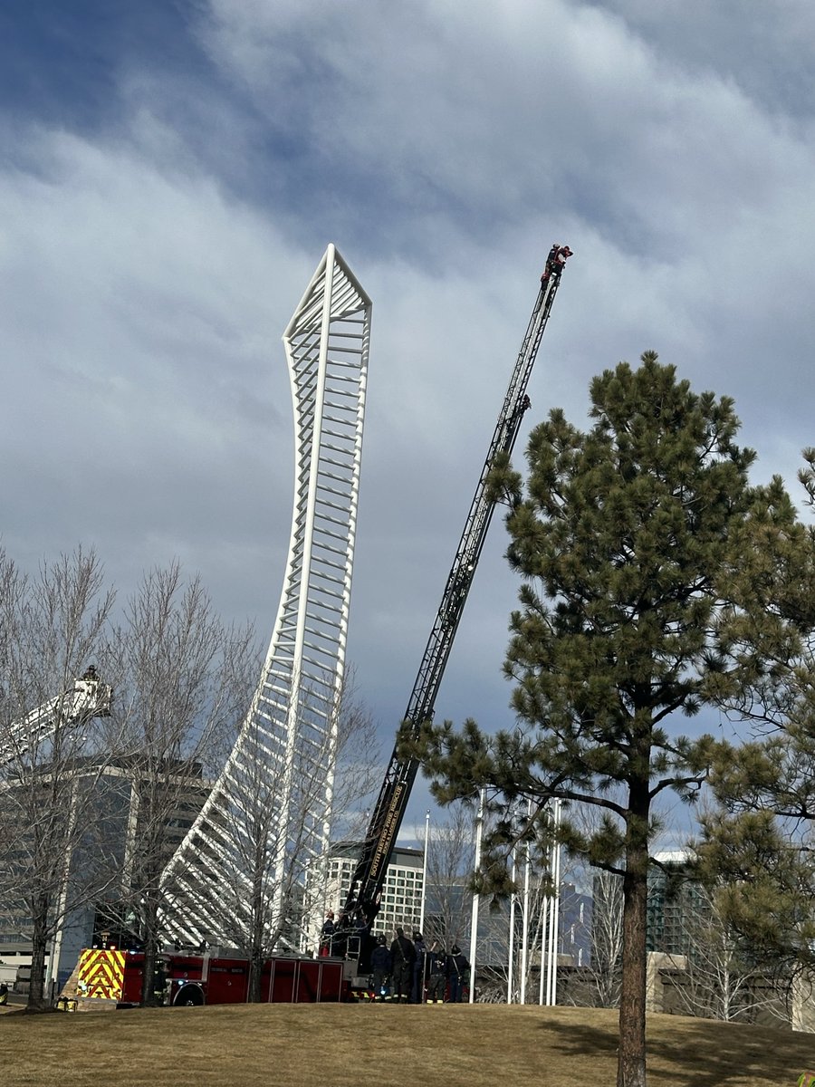 Don't see this everyday, looks like someone climbed to the top of this large sculpture in the DTC. That individual was brought down safely! <a href="/BianchiWeather/">Chris Bianchi</a> <a href="/9NEWS/">9NEWS Denver</a>