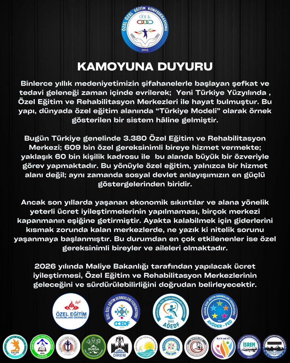 #SürdürülebilirÖzelEğitim
<a href="/RTErdogan/">Recep Tayyip Erdoğan</a>
<a href="/EmineErdogan/">Emine Erdoğan</a>
<a href="/cbsbb/">T.C. Cumhurbaşkanlığı Strateji ve Bütçe Başkanlığı</a>
<a href="/tcmeb/">Millî Eğitim Bakanlığı</a>
<a href="/tcailesosyal/">T.C. Aile ve Sosyal Hizmetler Bakanlığı</a>
<a href="/HMBakanligi/">T.C. Hazine ve Maliye Bakanlığı</a>
<a href="/memetsimsek/">Mehmet Simsek</a>
@Yusuf_Tekin