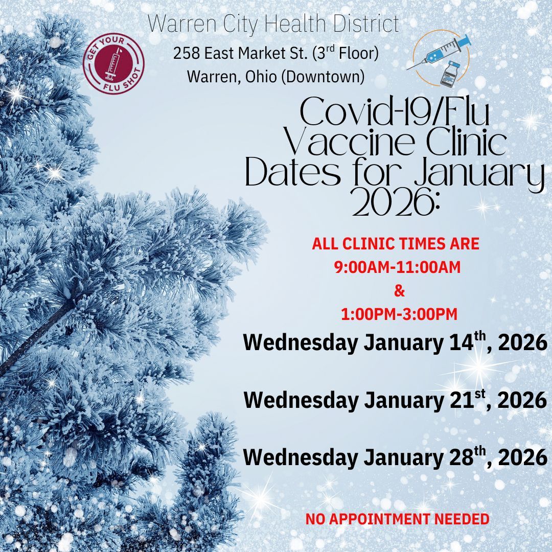 WarrenHealth's tweet image. Covid-19/Flu Vaccine Clinic dates for January 2026: