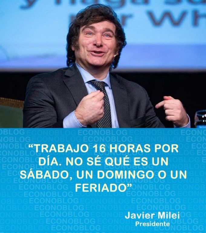 winazkifan's tweet image. 🗣️MILEI: “TRABAJO 16 HORAS POR DIAS. No se que es un sábado, domingo o un feriado”

DEFINI a MILEI en UNA PALABRA👇🏼
