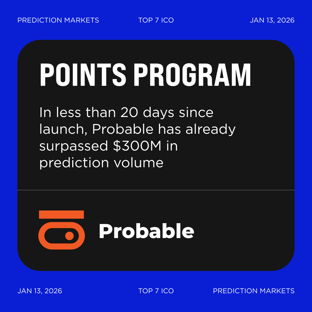 YZi Labs-backed prediction market Probable launches Points Program Referral  Program is now live as the first way to earn points on Probable, with  50,000 points allocated for this phase. Points are distributed
