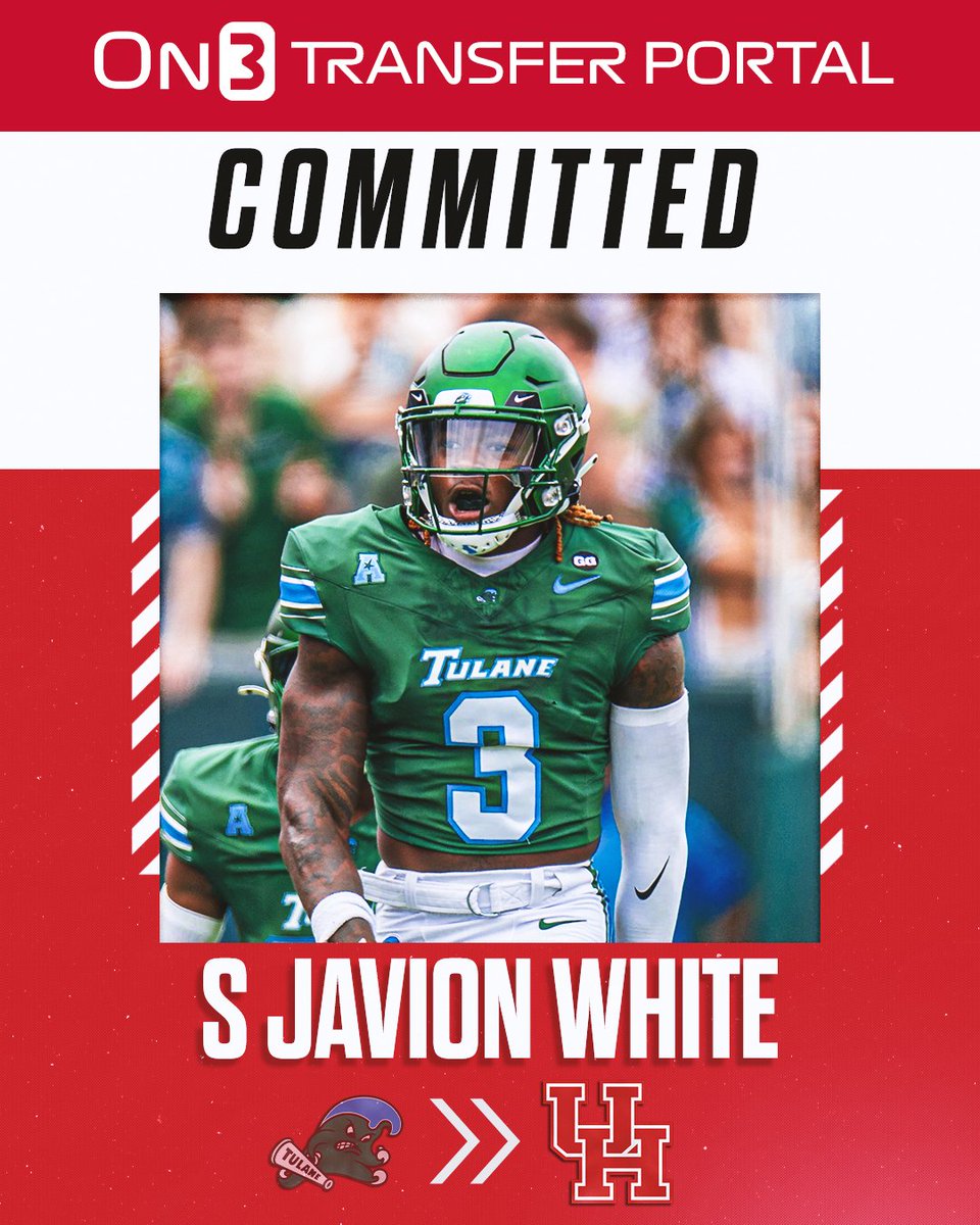 TransferPortal's tweet photo. BREAKING: Tulane transfer safety Javion White has signed with Houston, @PeteNakos reports🔴

https://t.co/kSYG7dZ8sR https://t.co/YOta8mJIEf