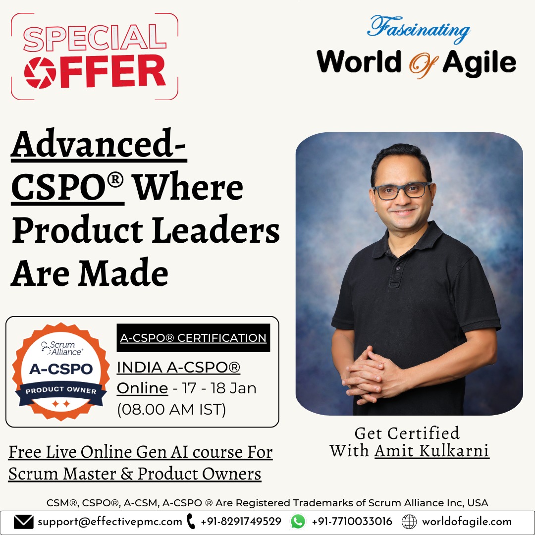 WORLDOFAGILE's tweet photo. Shipping features doesn’t guarantee success. Delivering value does. When Product Decisions Matter, Advanced Skills Matter. If value-driven product ownership matters to you, A-CSPO belongs on your roadmap.

📢 Seats are limited—register now

Sign Up Here - https://t.co/n9cYLdoKV9 https://t.co/xGrP0oi4oW