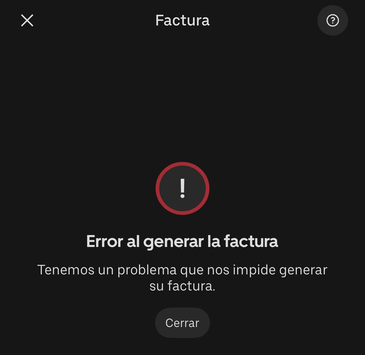 Oye <a href="/Uber_MEX/">Uber Mexico</a> necesito facturar un viaje y en la app solo me sale esto. Ayúdame!!!!!!