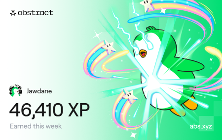 I just earned 46,410 XP on <a href="/AbstractChain/">Abstract</a>! 🎉 2x higher than my ATH for XP this week and I'm going to bet it's all thanks to <a href="/TollanUniverse/">Tollan Universe</a> 

Got 100k Abstract Stamps, came 36th on the Powerboard and 25th on the Peak Run 💪