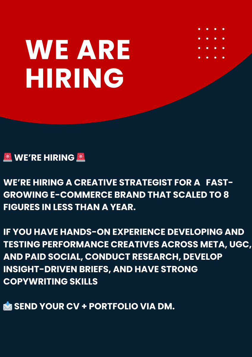 queenscy's tweet photo. We are hiring a Creative Strategist for an  ecommerce brand

Interested applicants should 
Send CV + portfolio via DM 

#jobs #creativestategist #dtc #ecommerce @ecom #creative https://t.co/1OouwNno7o