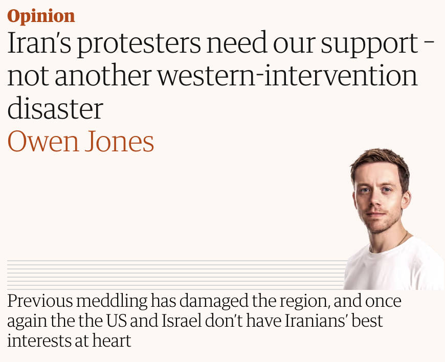 agent_of_change's tweet image. Right on cue, Owen Jones does the much-needed left-liberal triangulating about how we can all support imperialist destabilisation of Iran and still call ourselves anti-war.

A few things he fails to mention:

🇮🇷 The government's response to the initial protests was positive,…