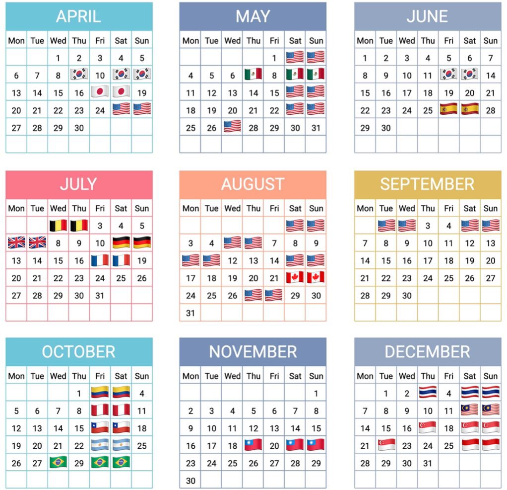 MINNYPZ's tweet image. พอเห็นเป็นรูปตารางทัวร์ คือหนักมากจริงๆ ยิ่งเดือน 8 คือเล่น 2 วันพัก 2-3 วันเองกับคอนสเกลสเตเดี้ยม เดือน 10 ก็เล่นทุกวีคเลย ไหนจะเดินทางอีก แข็งแรงๆกันนะเจ้าพวกผักก้อน

แต่เดือน 9 กับ 11 เว้นห่างแปลกๆ 9 ยังพอเข้าใจพักจากทัวร์หนักในเมกา แต่เดือน 11 มีอะไรปล่อยออกมาอีกไหมน้อ