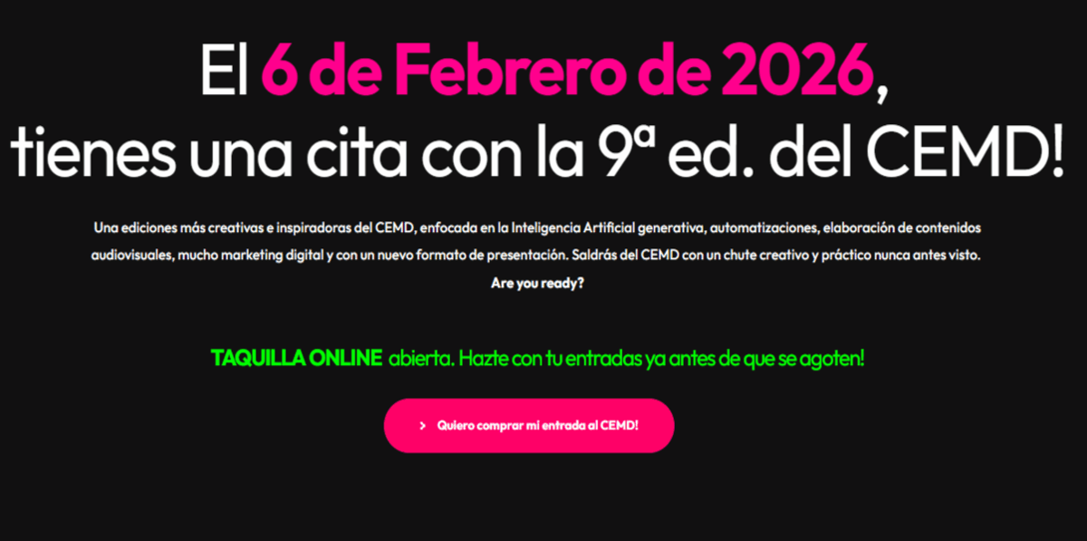 tuwebdecero's tweet photo. 😀 El Congreso Extremeño de Marketing Digital (CEMD) celebrará su 9.ª edición el 06 de febrero de 2026 en Badajoz.

🎈 La edición anterior, celebrada en 2025 fue un éxito  

🎟️ Echa un vistazo a los ponentes y no quedes sin tu entrada

https://t.co/LZ5PFER6XW

#congresomarketing https://t.co/1sIjoeYUDb