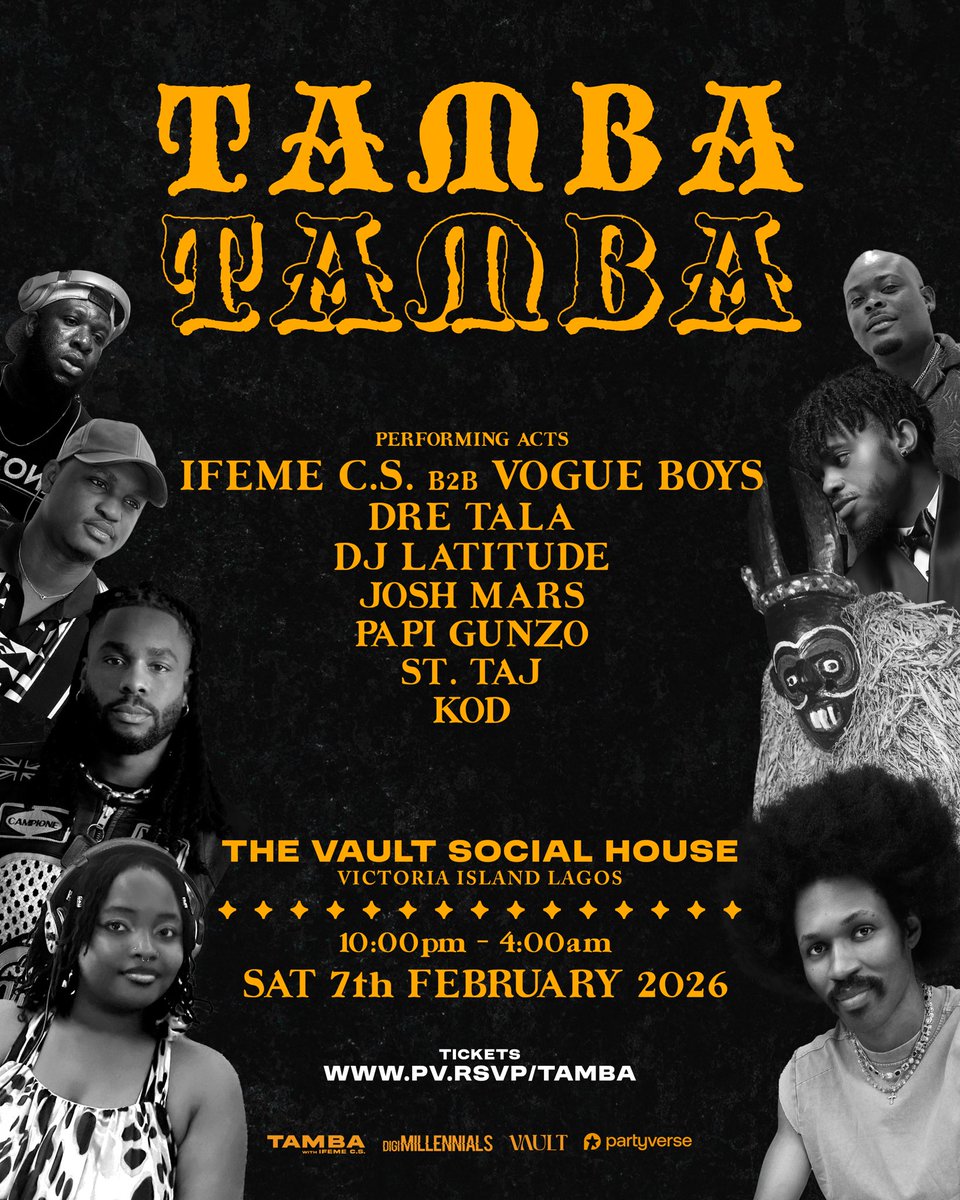 Just confirmed the line-up for my rave on Saturday, February 7 2026 and it’s looking very very delicious!🍜
I’ll be doing a very special set with <a href="/vogueboys4l/">Vogue Boys</a> 🔥🔥🔥

Get your tickets🎫
pv.rsvp/tamba

#TAMBA