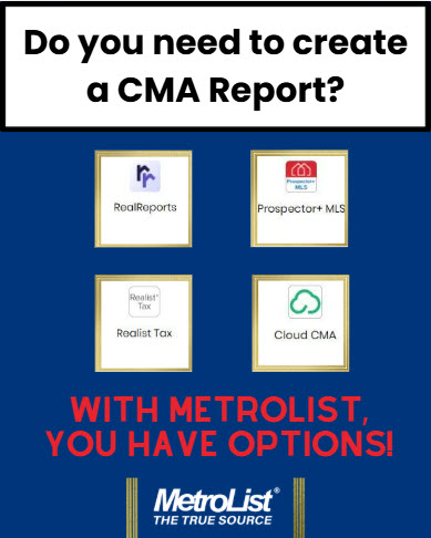 🏘️Finding comparables and creating a CMA report is easy with MetroList.  Try out RealReports, Prospector +, Realist Tax or Cloud CMA to create your report and let us know your favorite!

#CMA #MetroList #MLS