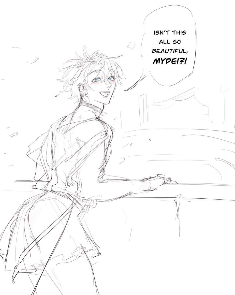 dingusism's tweet image. chicken scratch sketch based off that one scene from @thelunaeryi ‘s fic  #myphai