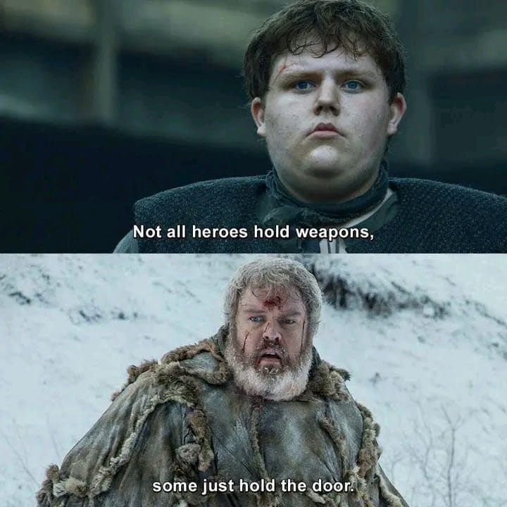 JSamwise's tweet image. Hodor spent his entire life holding the door for Bran 😢