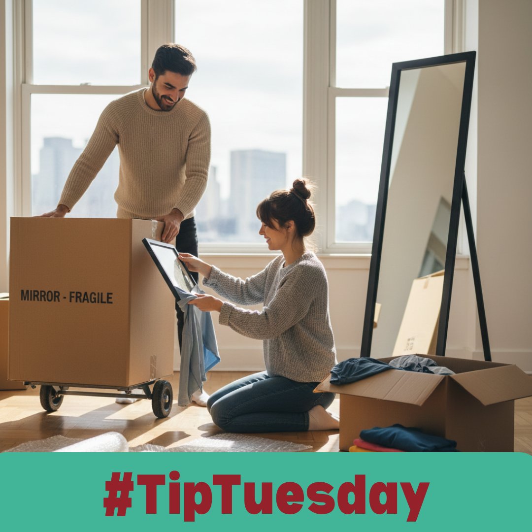 ⚠️ #TipTuesday Moving Tip! 🖼️

Protect your framed photos and mirrors by using clothing! Slide sweaters or T-shirts over them before wrapping in bubble wrap. This adds an extra layer of cushion, saves on paper, and efficiently uses your packing materials!