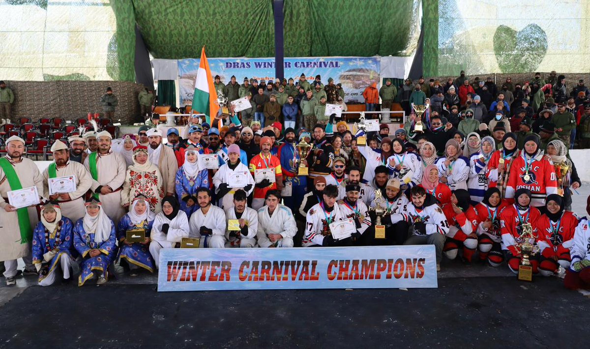 "DRAS WINTER CARNIVAL - “Jashn-E-Fateh 2026"

Drass Winter Carnival - 2026, a 10 day celebration of local sports, culminated today with a colourful pageant featuring thrilling matches and mesmerising artistic performances by the talented youth of Dras. 

A platform for regional