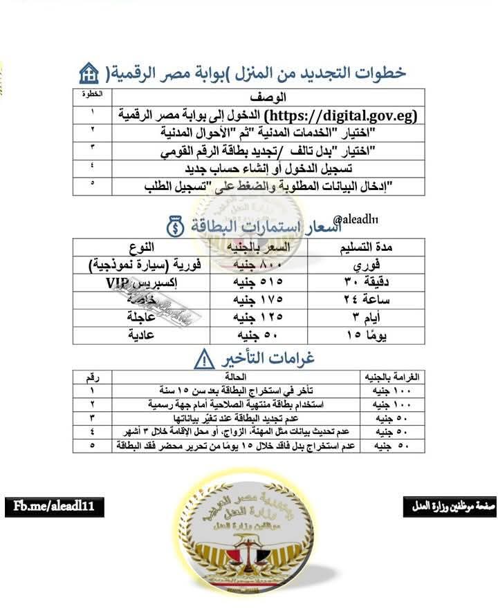 📲 دلوقتي تقدر تجدد بطاقة الرقم القومي من بيتك بخطوات بسيطة من خلال الموقع الرسمي لوزارة الداخلية:

🔹 الخطوات:

1️⃣ ادخل على موقع قطاع الأحوال المدنية:
👉 cso.moi.gov.eg

2️⃣ اختار خدمة "تجديد بطاقة الرقم القومي".

3️⃣ املأ البيانات المطلوبة (الاسم – الرقم القومي – الوظيفة