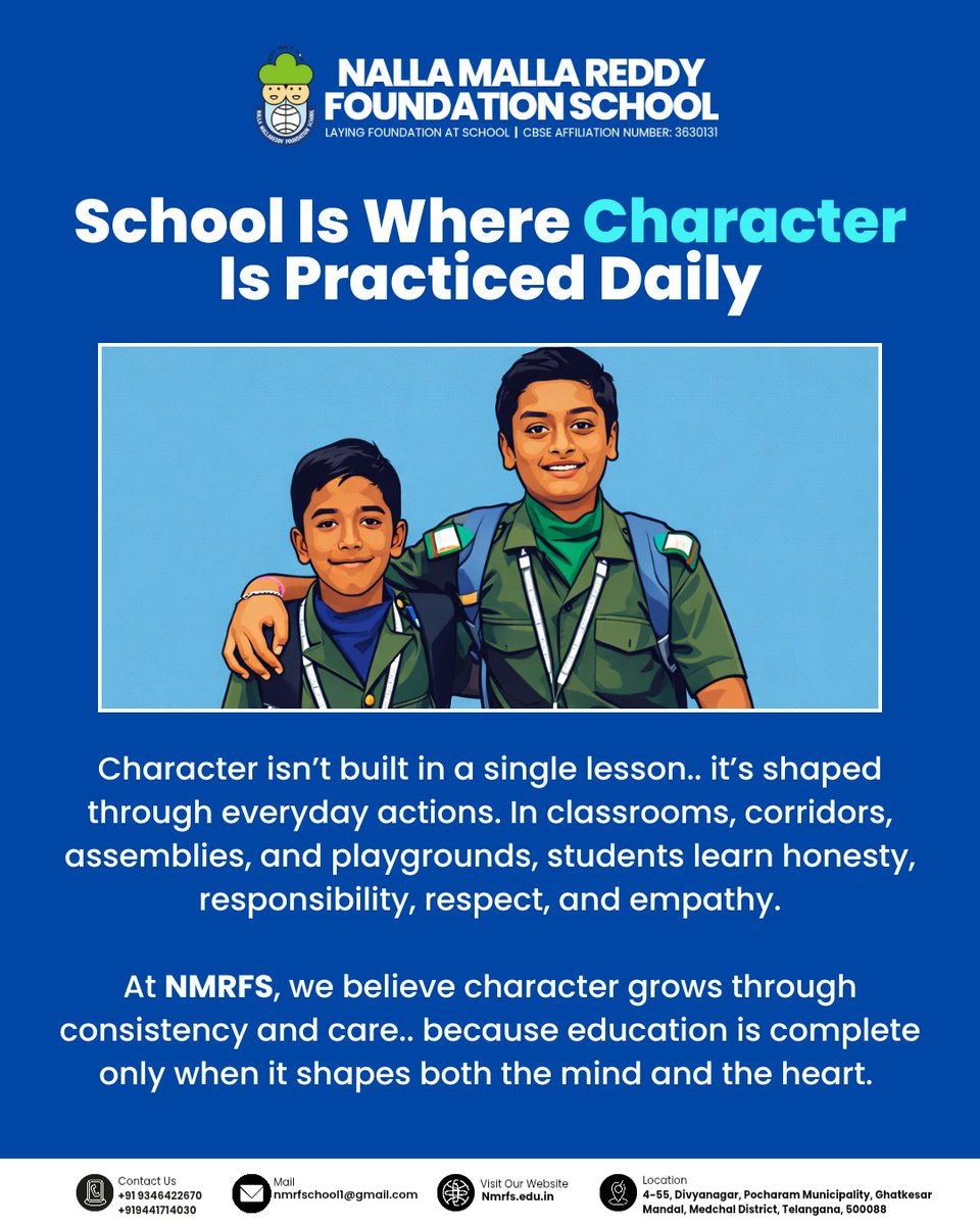 NMRFS_Official's tweet photo. School is where values turn into habits and character becomes a way of life π±π
Every smile, every lesson, and every shared moment shapes responsible, respectful, and compassionate individuals.
#CharacterBuilding #ValuesInEducation #LearningForLife #NMRFS https://t.co/bu3rSUzf0V