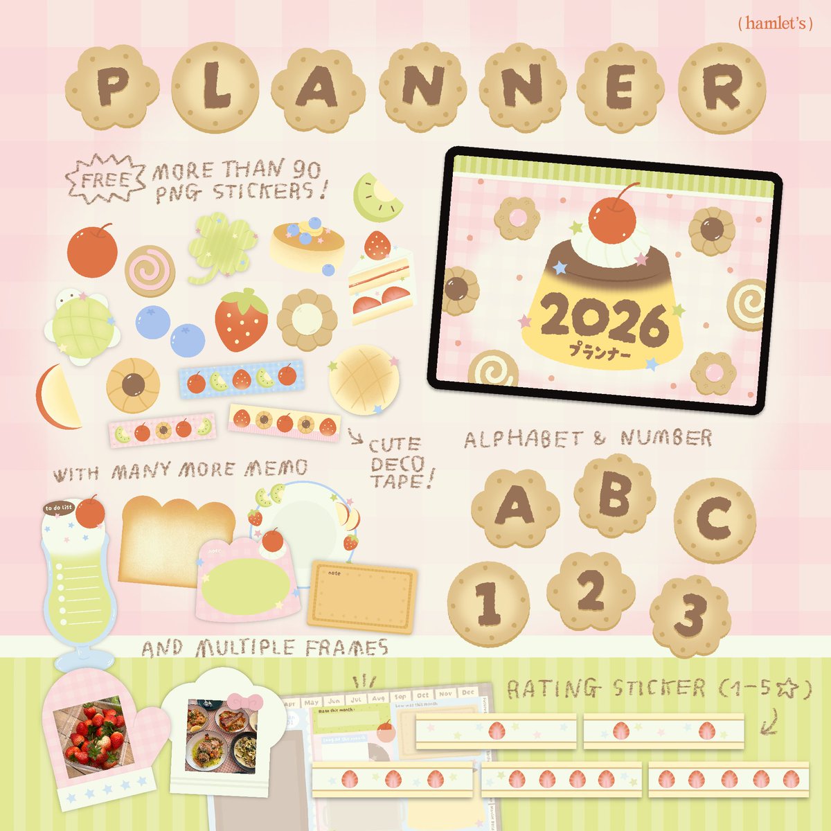 2026 planner hyperlinked 🍮🍓 มาแล้วตามคำเรียกร้อง ! 

- 113 pages with hyperlink 
- 12 months plan : monthly, weekly, recap, mood tracker
- free ⭐️ 90+ png stickers 

shop 🛒 : friendii.art/s/0fyqyri 

#planner #thehamletdiary
