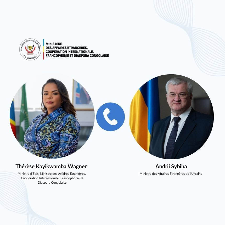 RDC_Minafet's tweet image. Ce mardi 13 janvier 2026, la Ministre d’État, Thérèse Kayikwamba Wagner (@RDCongoMAE), s’est entretenue par téléphone avec son homologue ukrainien, Andrii Sybiha (@andrii_sybiha, @MFA_Ukraine).
Les échanges ont porté sur le renforcement de la coopération #RDC–#Ukraine. 
Les deux…