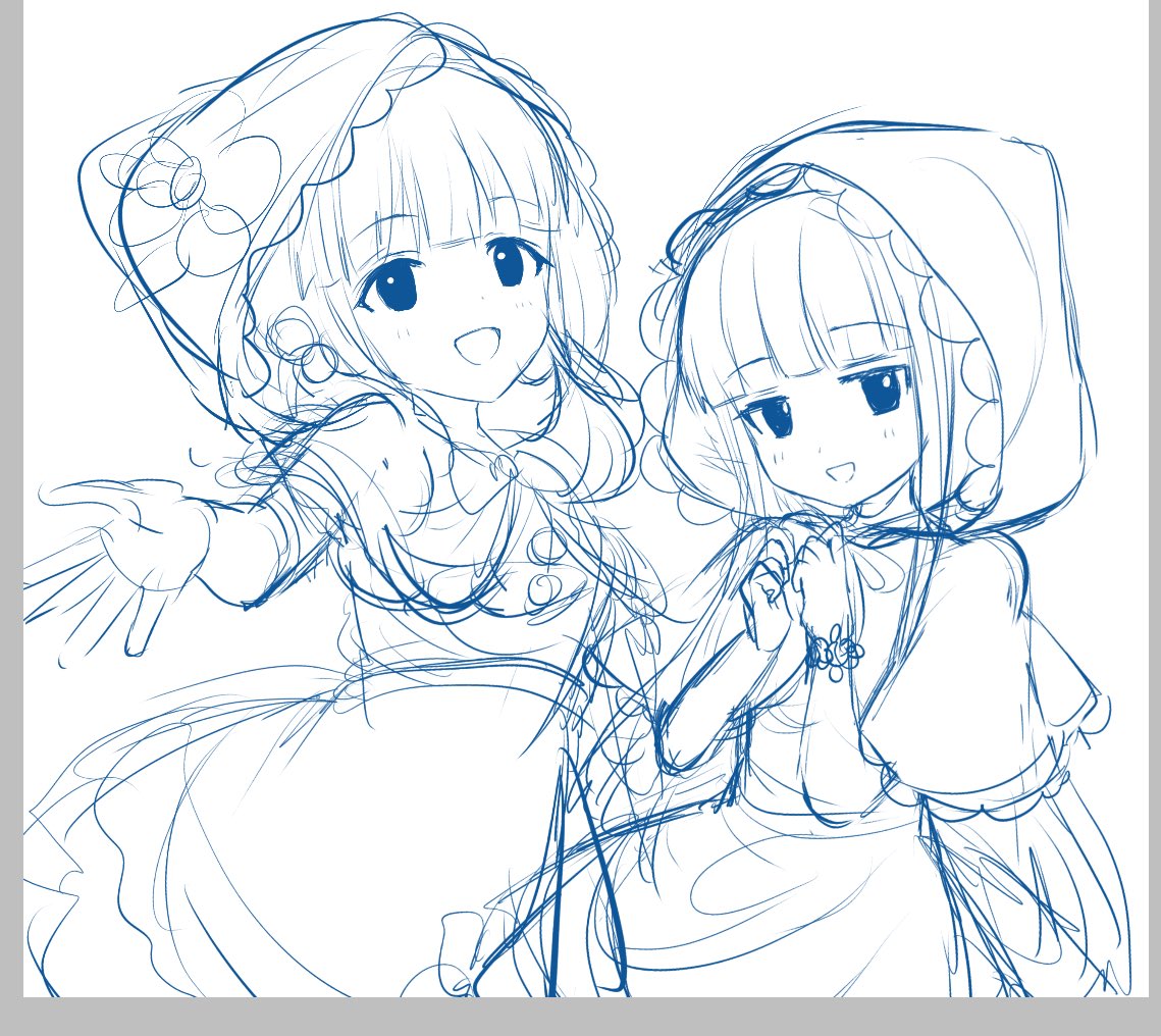 ゆきみとちえり描いてる 