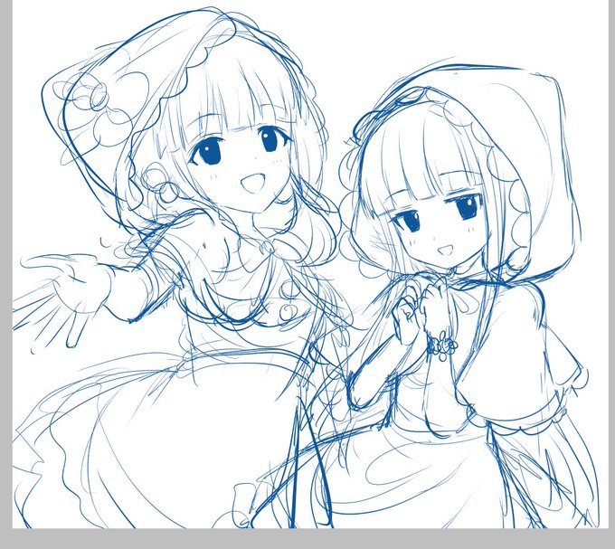 ゆきみとちえり描いてる 