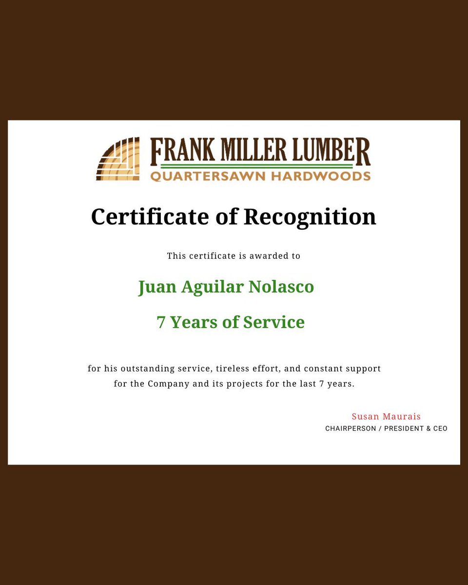 QuartersawnWood's tweet photo. Celebrating January work anniversaries! 

Every year of service represents teamwork, dedication, and pride in what we do together. Thank you for being an essential part of the Frank Miller Lumber team - we couldn't do it without you.

#TeamFrankMillerLumber #EmployeeAppreciation https://t.co/W1w4bUukqo