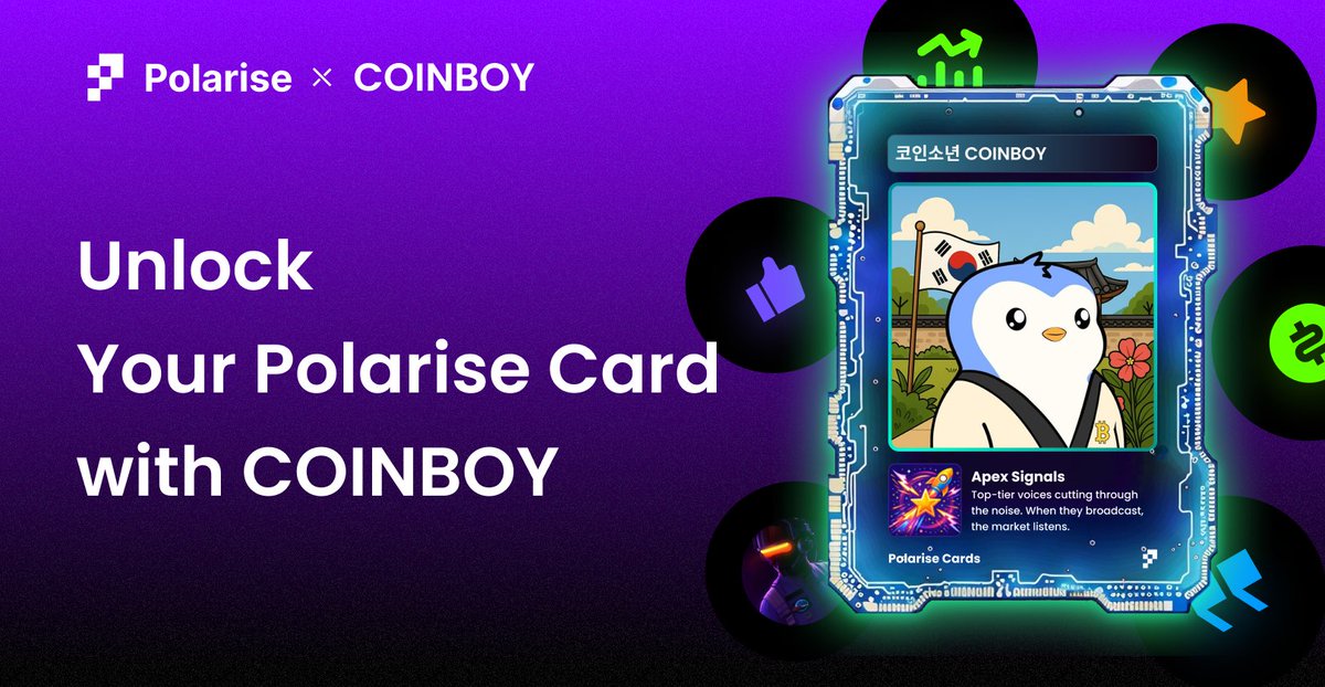 The future of on-chain social value is taking shape. Thrilled to partner with CoinBoy to unveil an exclusive edition of #PolariseCards.

This card marks your early entry to Polarise, securing airdrops and exclusive ecosystem perks. ⚡️

How to participate:
1⃣Follow <a href="/Polariseorg/">Polarise</a> &amp;
