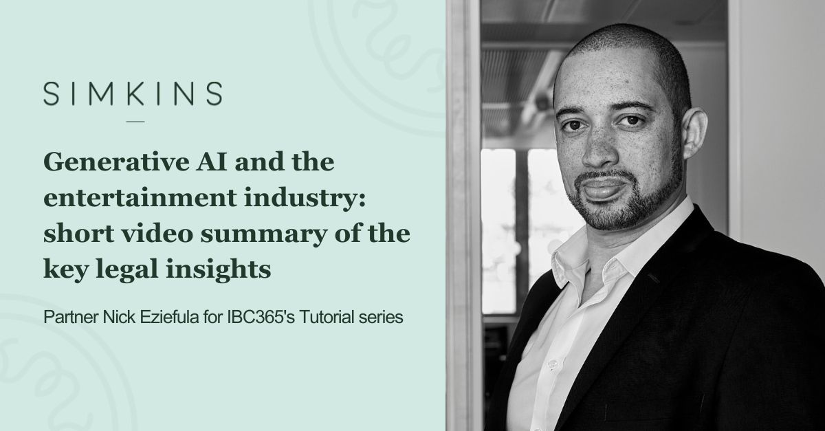 SimkinsLLP's tweet image. As part of @IBC365’s Tutorial series, Partner Nick Eziefula delivers a handy roundup of key cases and legislative activity in the generative AI space.

simkins.com/news/generativ…