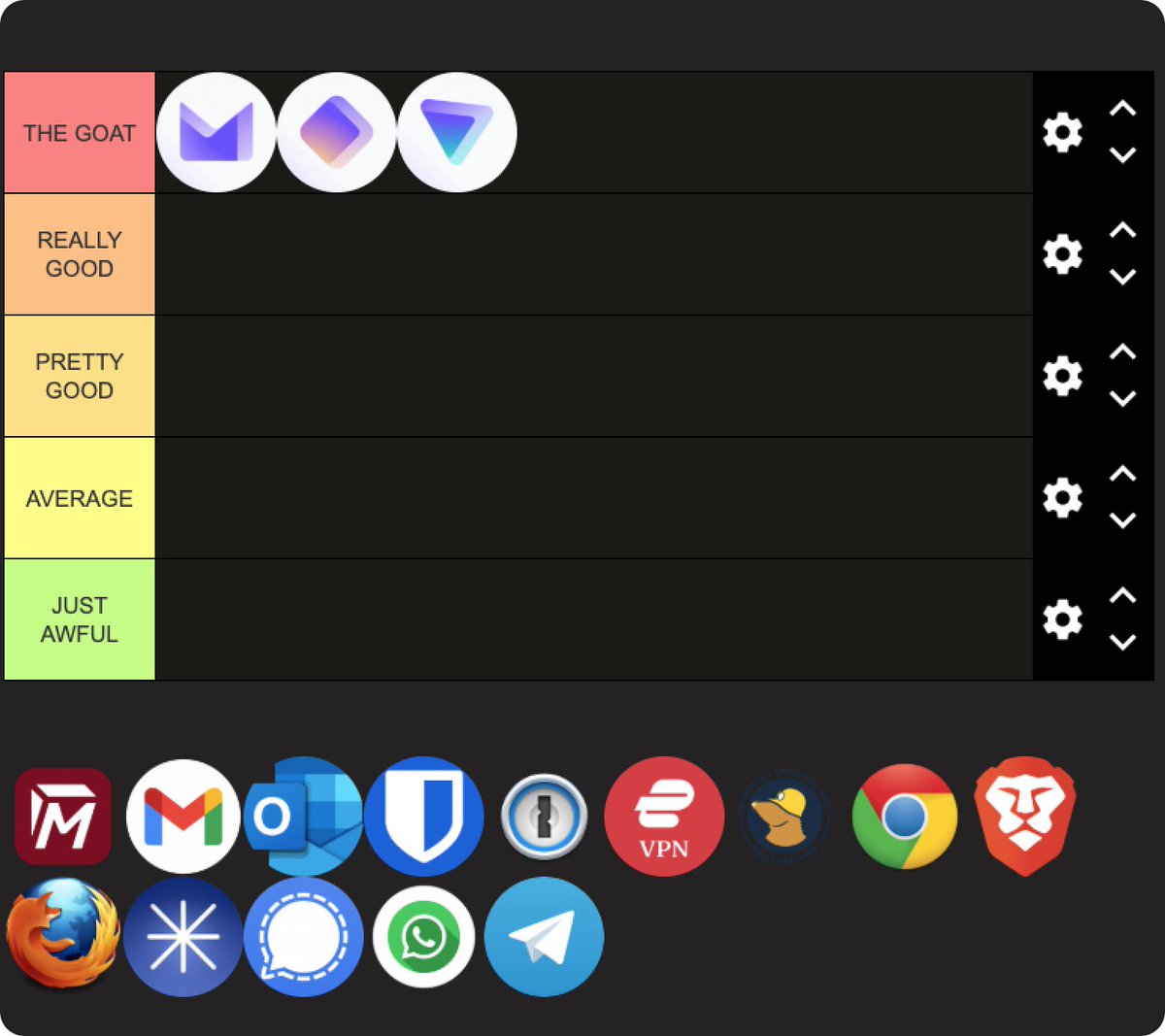 ProtonPrivacy's tweet image. Tier list: Privacy apps edition

Link below to make your own ⤵️