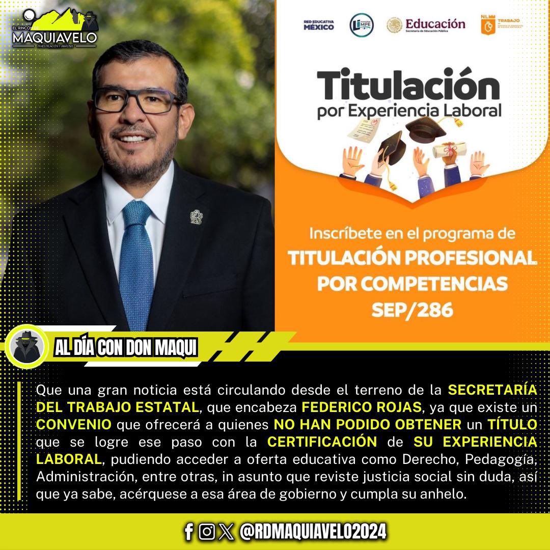 AL DÍA CON DON MAQUI
POR: YARESSI ORTEGA
13/01/2026

De la experiencia al título, Secretaría del Trabajo abre la puerta a la justicia social
<a href="/federicorojasv/">Federico Rojas</a>