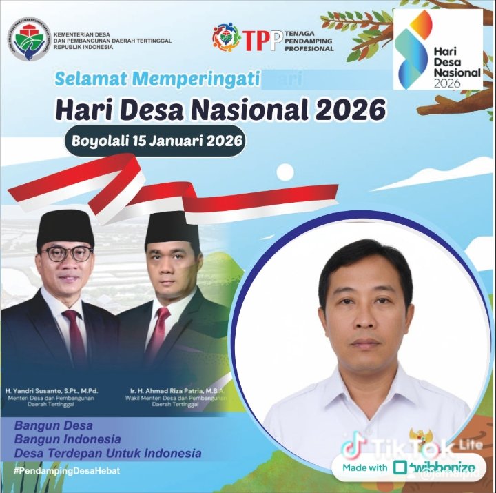 PldJamal's tweet photo. Hari Desa Nasional 2026 bukan sekadar perayaan, tapi ruang kolaborasi, inovasi, dan kebangkitan ekonomi desa.

Saatnya desa menunjukkan perannya sebagai penggerak ekonomi dan masa depan Indonesia. 

#KemendesPDT
#BangunDesaBangunIndonesia
#DesaTerdepanUntukIndonesia https://t.co/yItLciQRXI