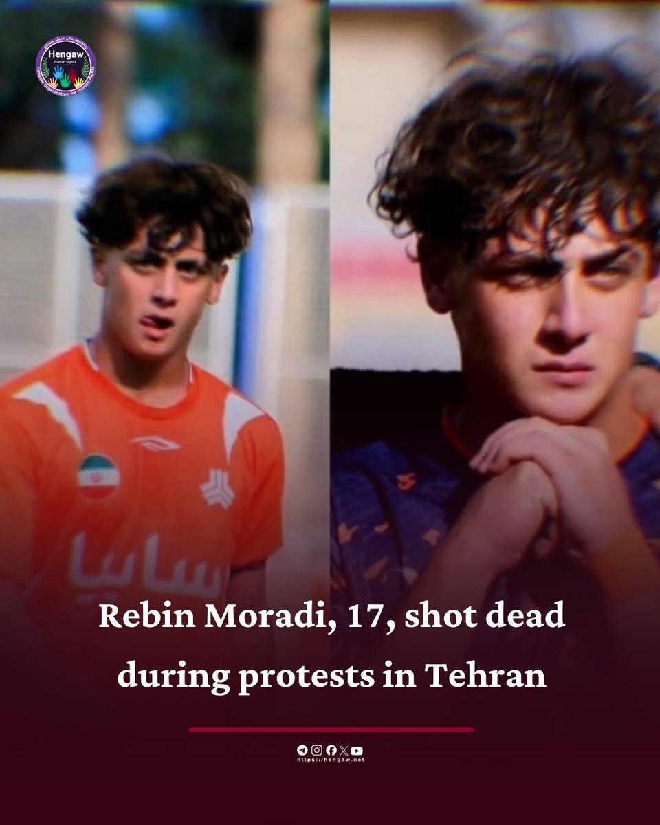 prznsoccer's tweet image. 🖤 Tragedy again.

17-year-old Saipa youth player Rebin Moradi was killed as a protester in the #IranMassacre on Thursday, January 8.

His family only received confirmation after four days with no information about his whereabouts.

His father is a veteran of the Iran–Iraq war.