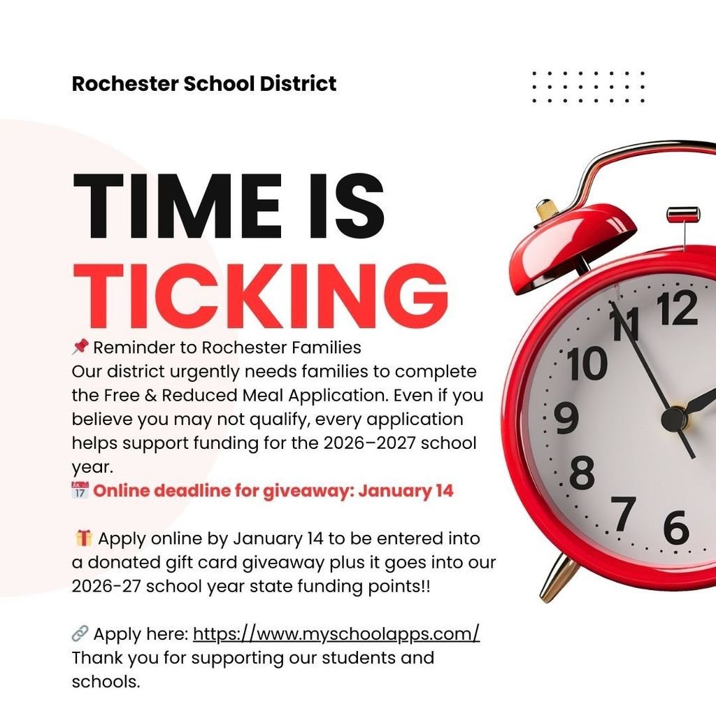 maplemagnet's tweet image. 📌Time is running out
Complete the Free &amp;amp; Reduced Meal Application. Even if you don't qualify, every application supports funding for the 2026–2027 SY
 🎁 Apply online by January 14 to be entered into a donated gift card giveaway!
🔗 Apply at: myschoolapps.com
Thanks