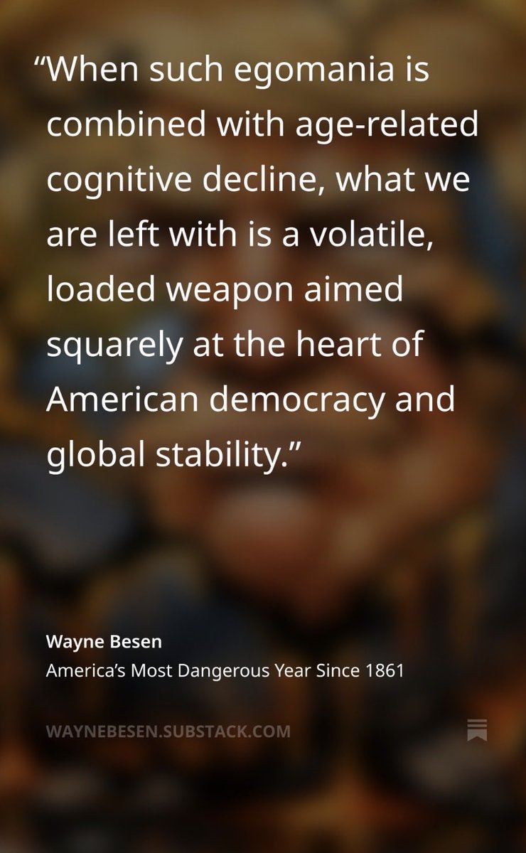 Post-Maduro, there is nothing this sick man believes he can’t accomplish—and Trump is surrounded by carefully selected bootlicking toadies who tell him that every brain fart is a brilliant idea that must be vigorously acted upon.

open.substack.com/pub/waynebesen…
