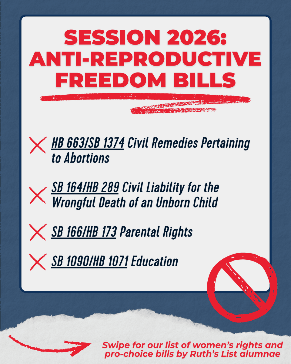 RuthsListFL's tweet photo. It's Day 1 of Florida’s Legislative Session– and we’re sharing our 2026 Watchlist to help supporters stay vigilant and make an impact. Read more about pro- and anti-choice bills that have been filed in 2026 by subscribing to updates on our website (link in bio). #ShesTheChange https://t.co/mv3YToVwTE
