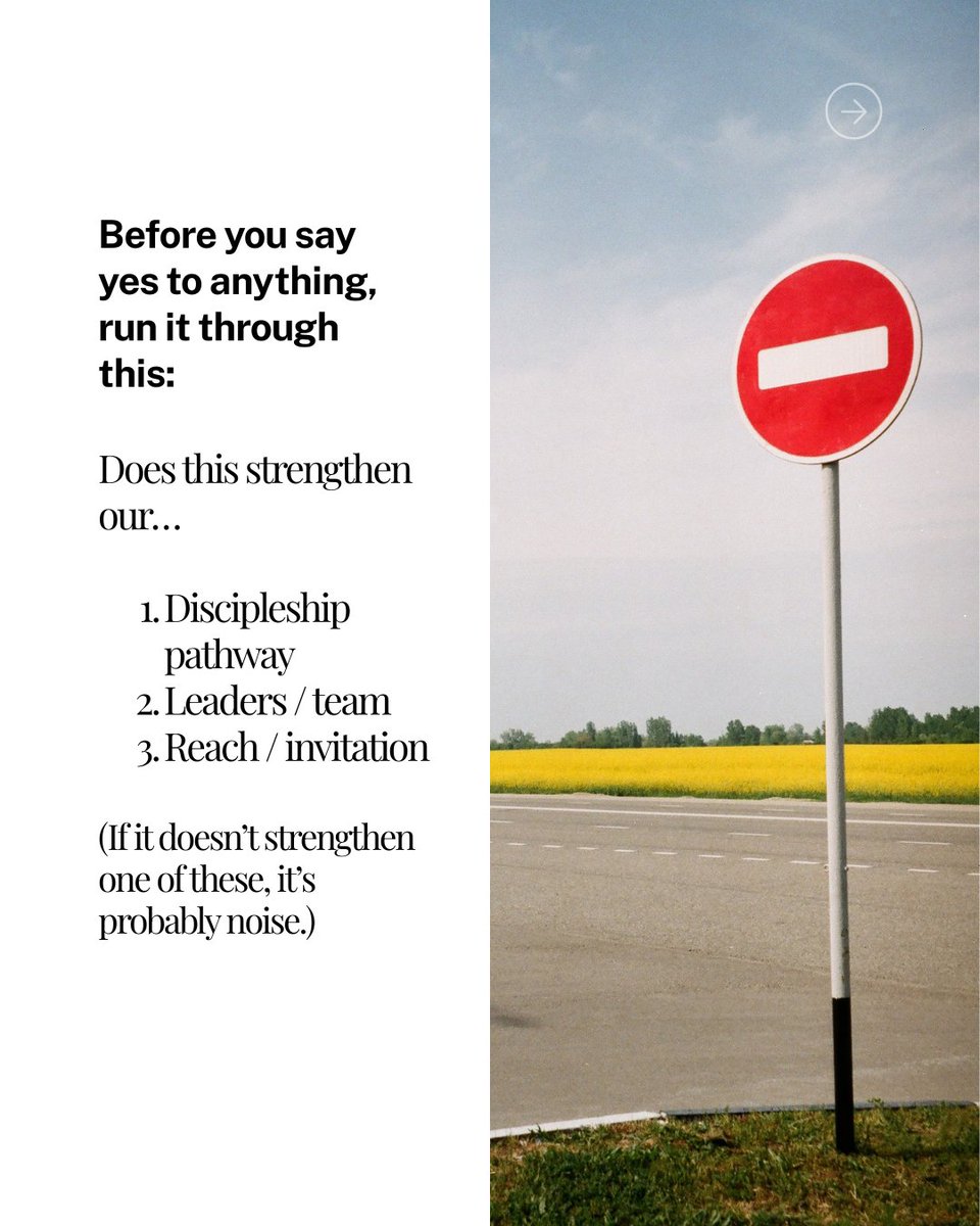 weareElementum's tweet photo. Most leaders don’t need a new goal.
They need a 90-day filter.

Before you say yes to anything this quarter, ask:
Does this strengthen our
1.discipleship pathway
2.leaders/team
3.reach/invitation

Pick ONE lane for the next 90 days.
Replay in bio. https://t.co/vykmLMtli5