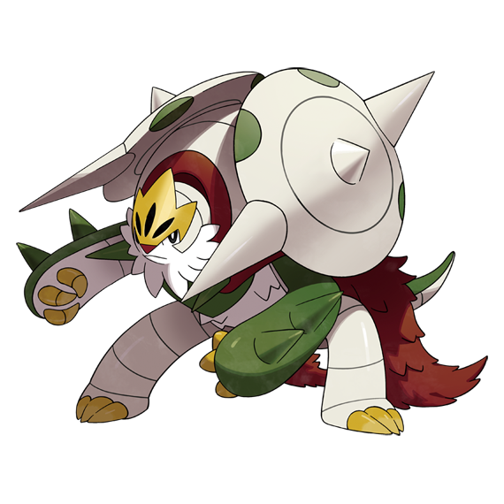 Official artwork of Mega Chesnaught, Mega Delphox and Mega
