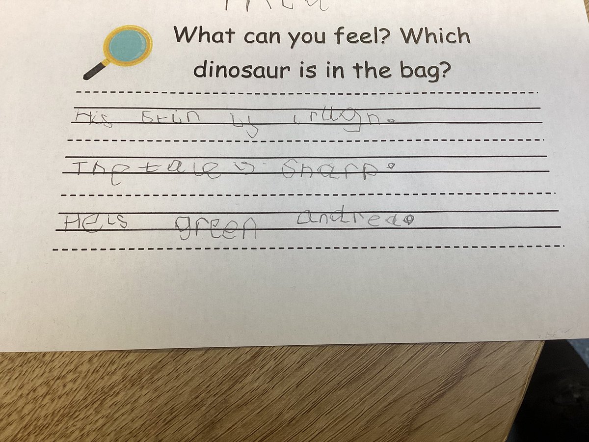 fsauckley1's tweet image. In Reception we have been describing dinosaurs, and writing sentences using our phonics knowledge 🦖🦕#practise #eyfs #phonics